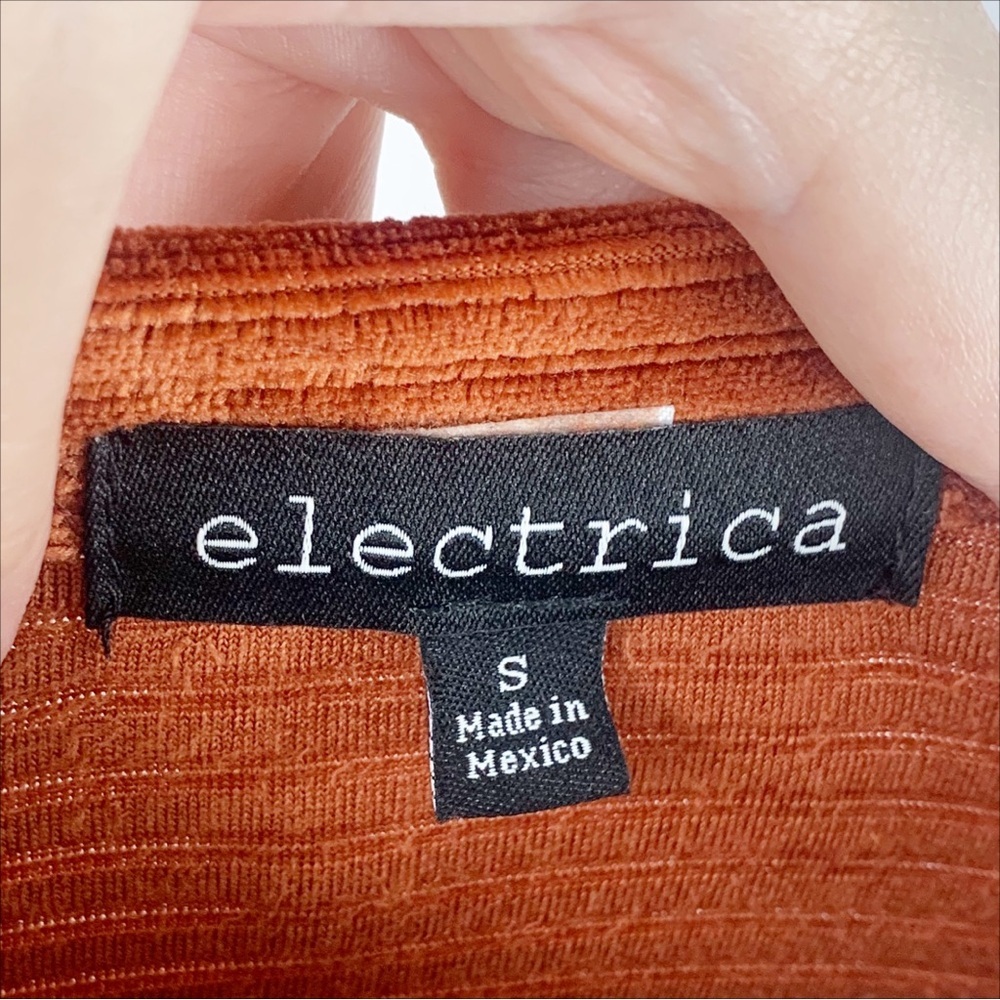 🍂 Electrica Rust Ribbed Velour Long-Sleeve Top NWOT (S) - Picture 3 of 5